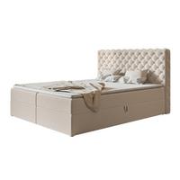 BOXBETT MIAMI mit 2 Bettkästen, 120x200, Farbe: Beige, Velourstoff, Doppelbett mit Bonell-Matratze - Beige, Holz/Kunststoff (120/200cm) - Alpi-Möbel