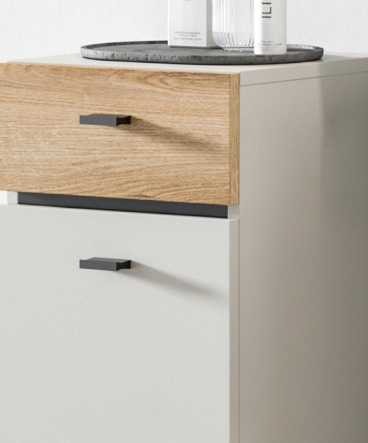 BADKOMMODE Kaschmir, Evoke Eiche 32 cm, Midischrank mit wechselbarem Türanschlag - Kaschmir/Eichefarben, Holzwerkstoff/Kunststoff (32/91/30cm) - Inn.Furn