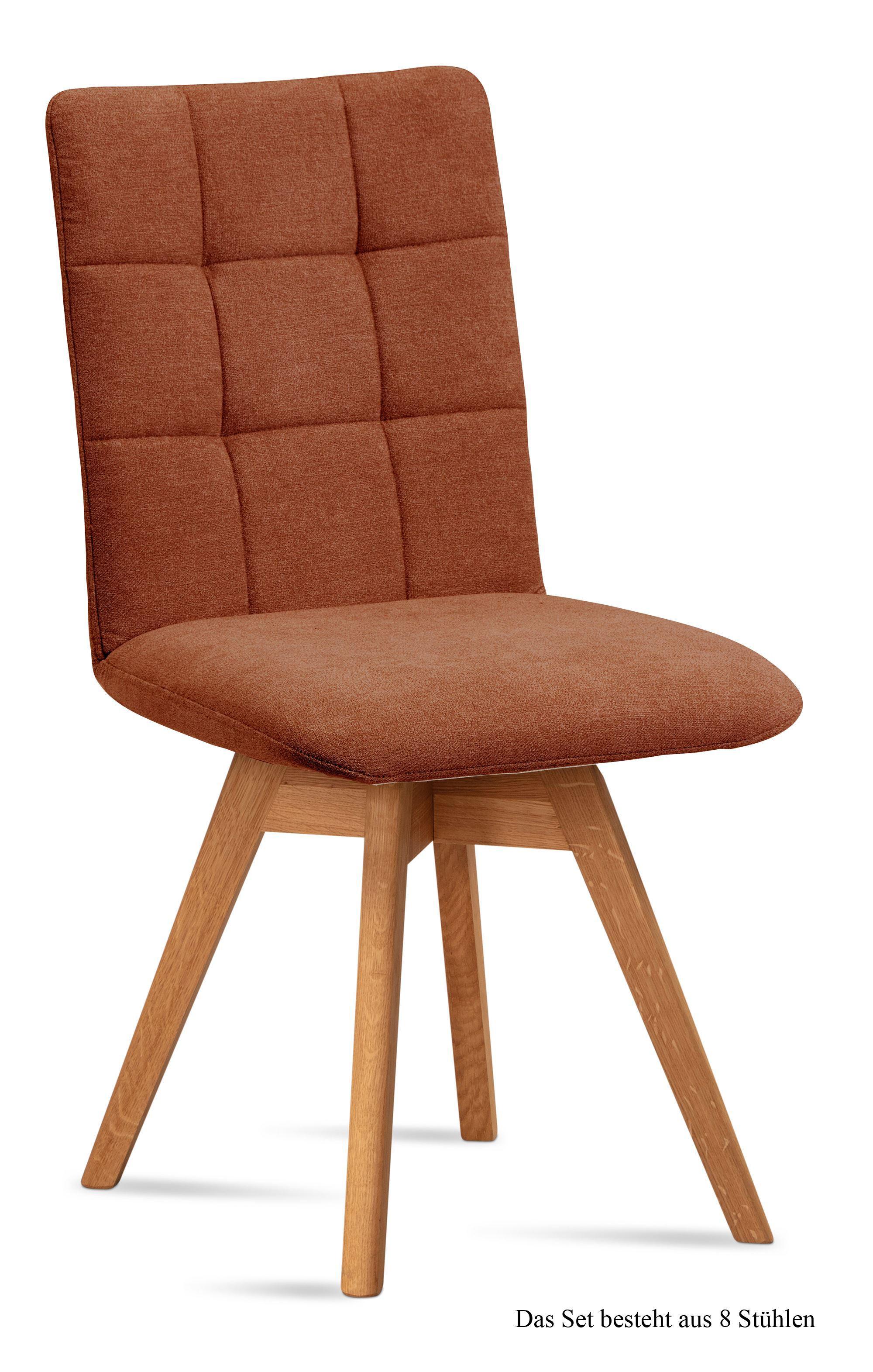ESSZIMMERSTUHL drehbar (8er-Set) Doria 47x91x60 Eiche geölt/Cognac - Cognac/Eichefarben, Kunststoff (60/91/47cm) - 58aufmkessel