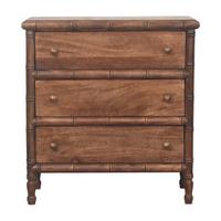 KOMMODE Bambus Geschnitzt, 3 Schubladen, Dunkelbraun - Dunkelbraun/Messingfarben, Holz/Metall (75/80/36cm) - Artisan Furniture