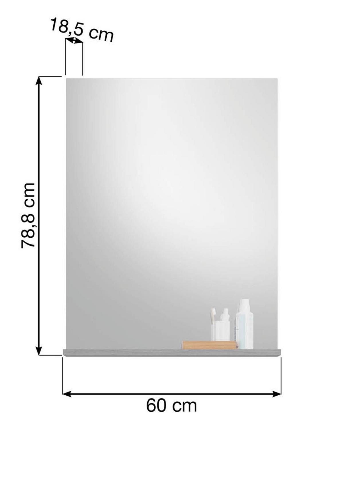 SPIEGEL grau 60/79 cm mit Ablage, Badezimmerspiegel - Grau, Holzwerkstoff (60/79/18cm) - Inn.Furn