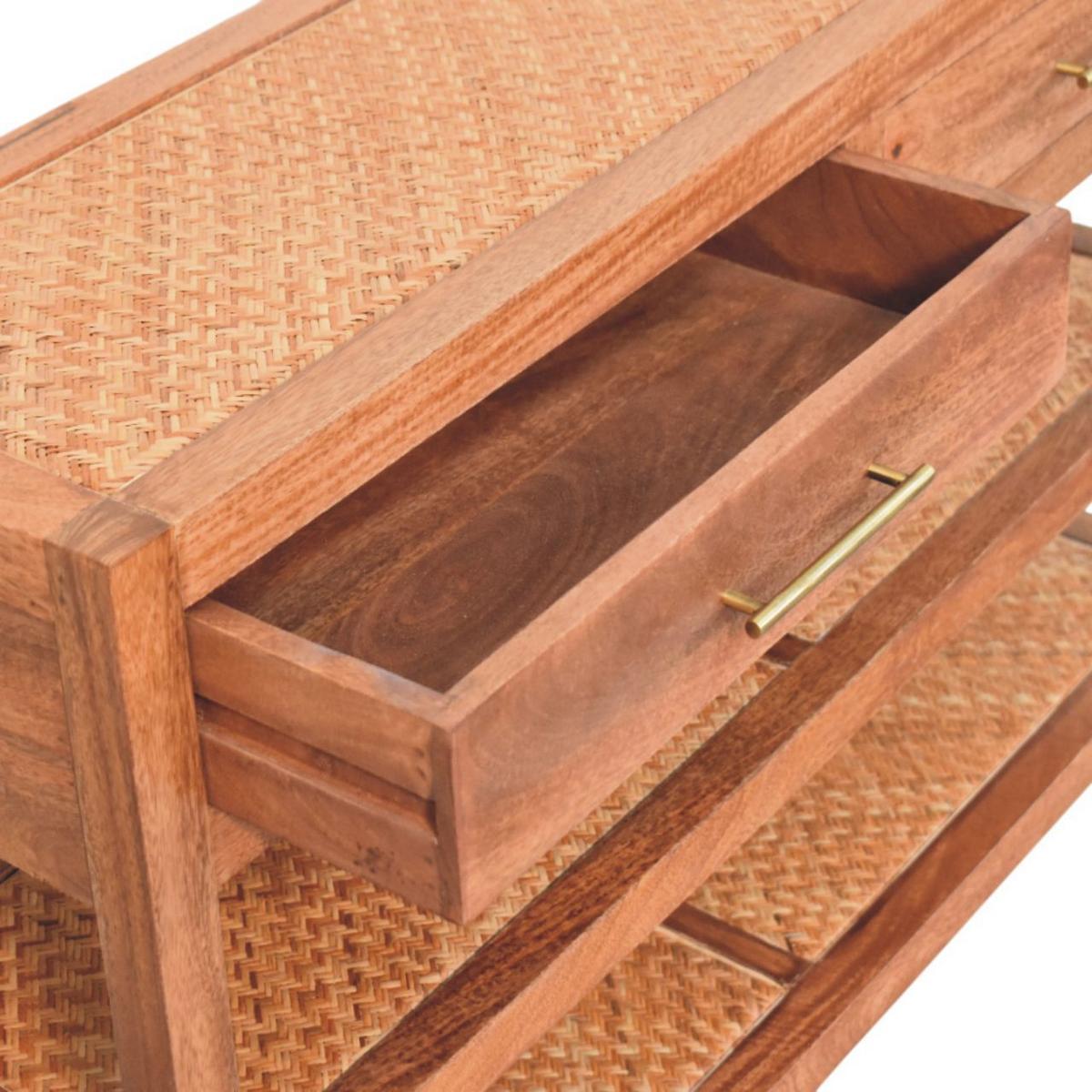 KONSOLENTISCH mit Honig-Karamell-Finish, 2 Schubladen, 2 offene Ablagen, honigbraun - Braun, Holz/Metall (35/120/80cm) - Artisan Furniture