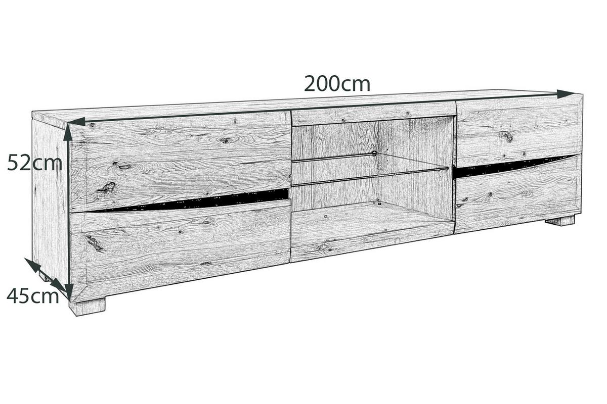 LOWBOARD YOSHA Holz - Zwetschgeholzfarben, Holz (200/52/45cm) - KAWOLA