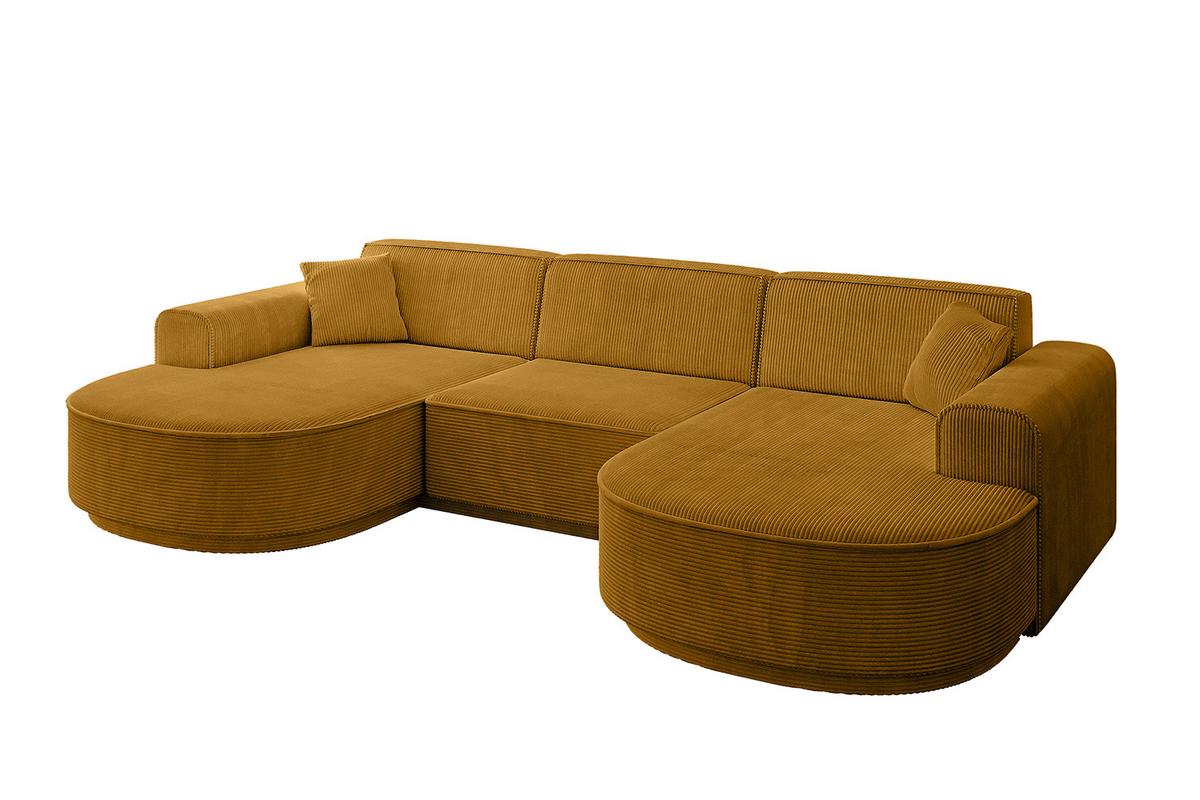 WOHNLANDSCHAFT MARI-U1 - 303x171x79 cm Senfgelb Cord - Gelb/Schwarz, Holzwerkstoff/Kunststoff (303/79/171cm) - ALTDECOR