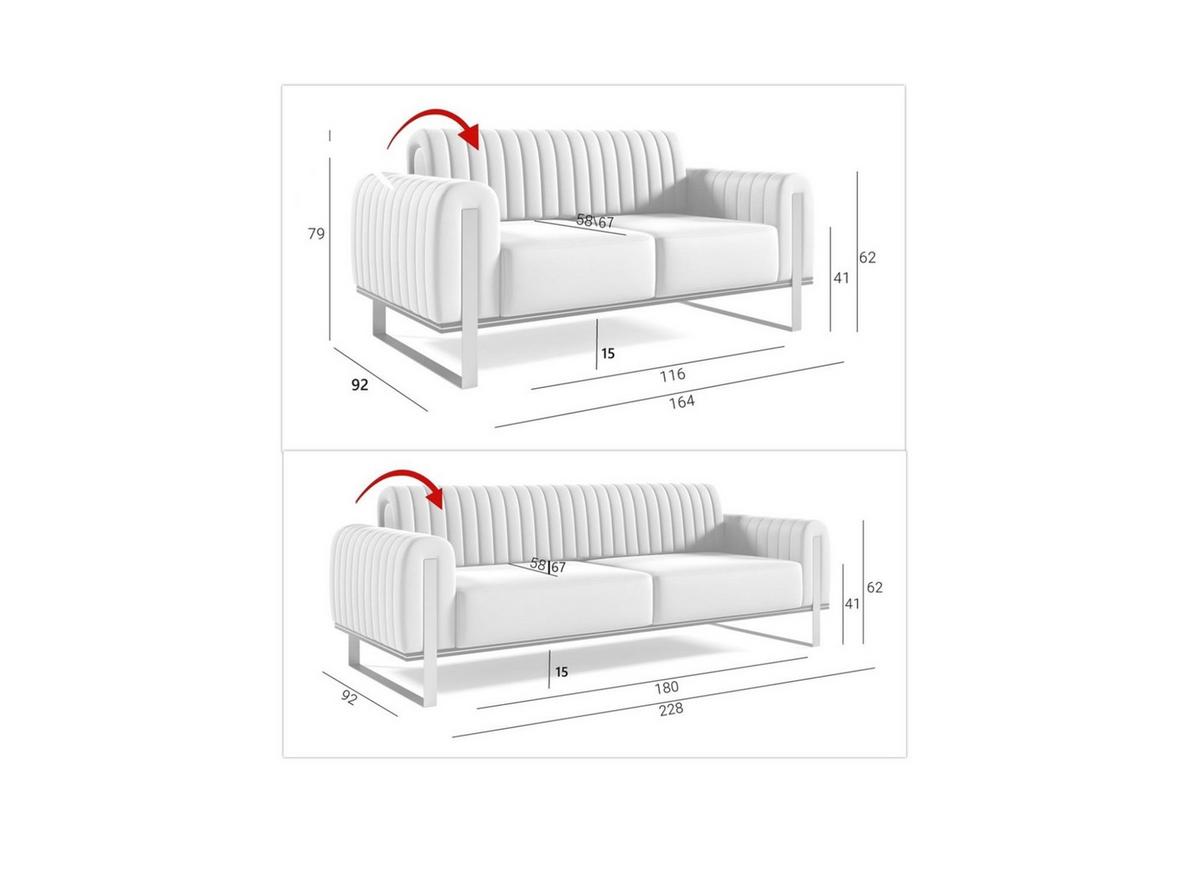 SOFASET Valerie 3-2 - Dunkelblau, Holzwerkstoff/Textil (228/79/90cm) - Fun Möbel