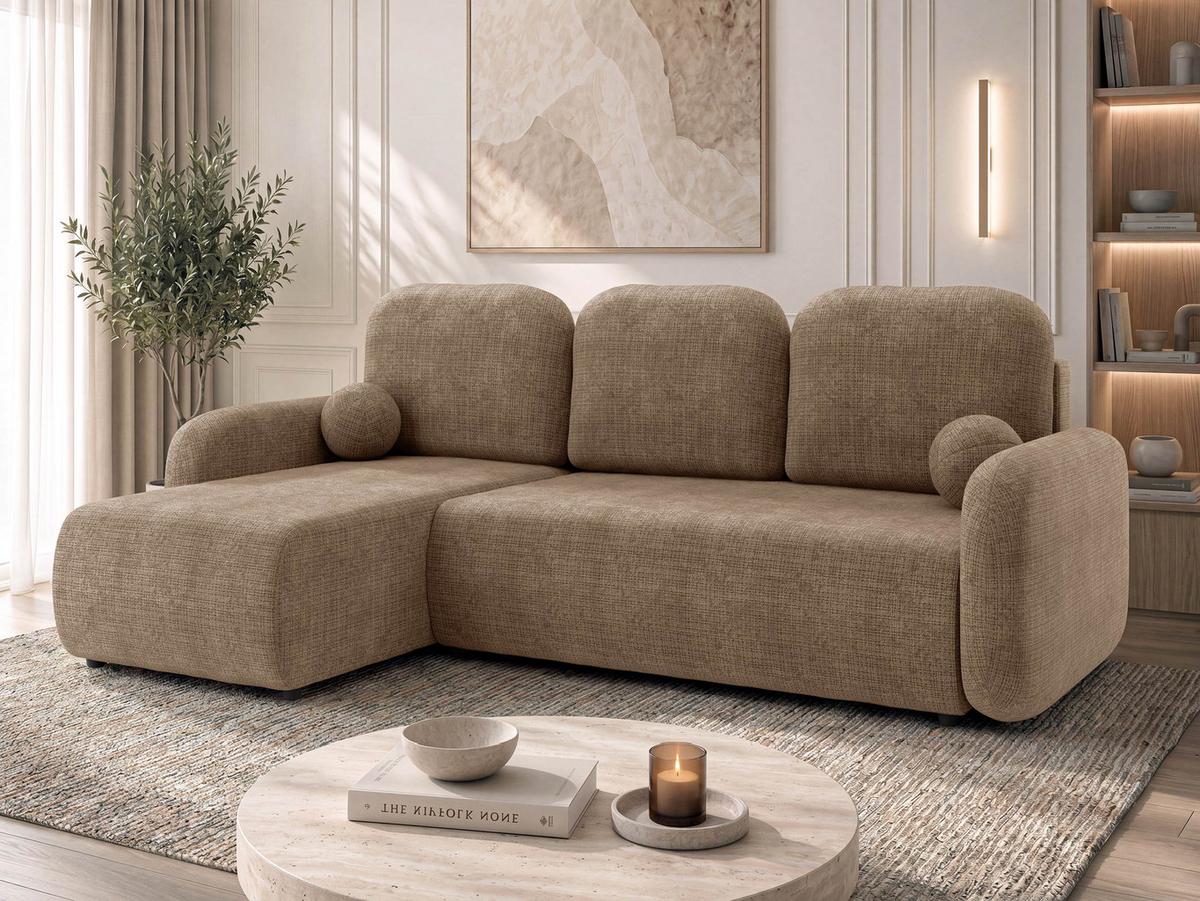 ECKSCHLAFSOFA Gizefa - Hellbraun/Schwarz, Holz/Kunststoff (233/147cm) - MIRJAN24