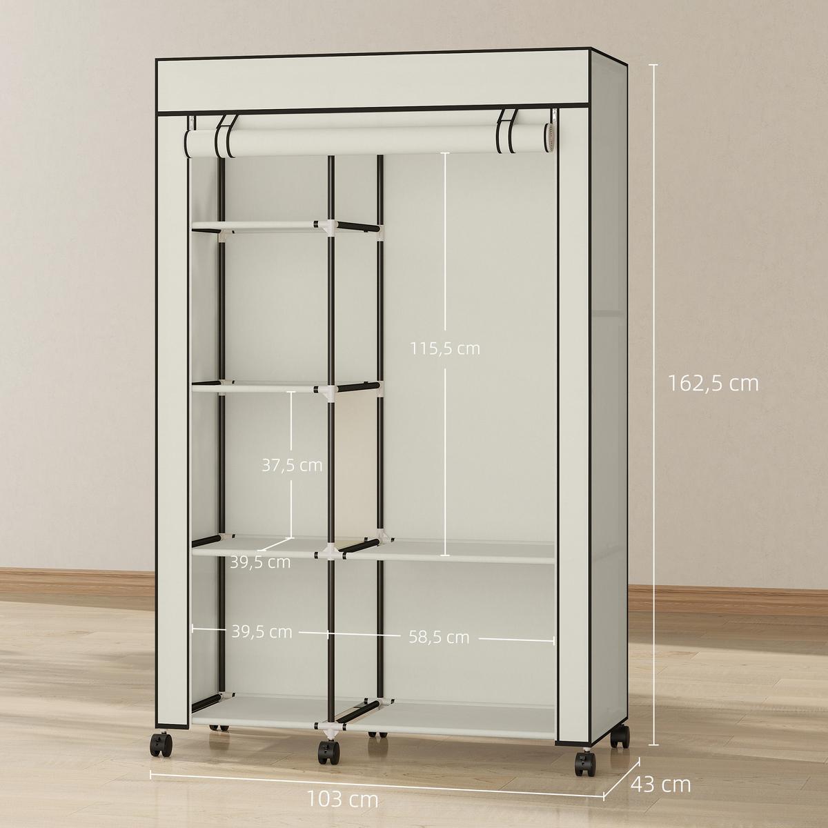 KLEIDERSCHRANK Stoffschrank Creme - Creme, Metall (43/162.5/103cm) - HOMCOM