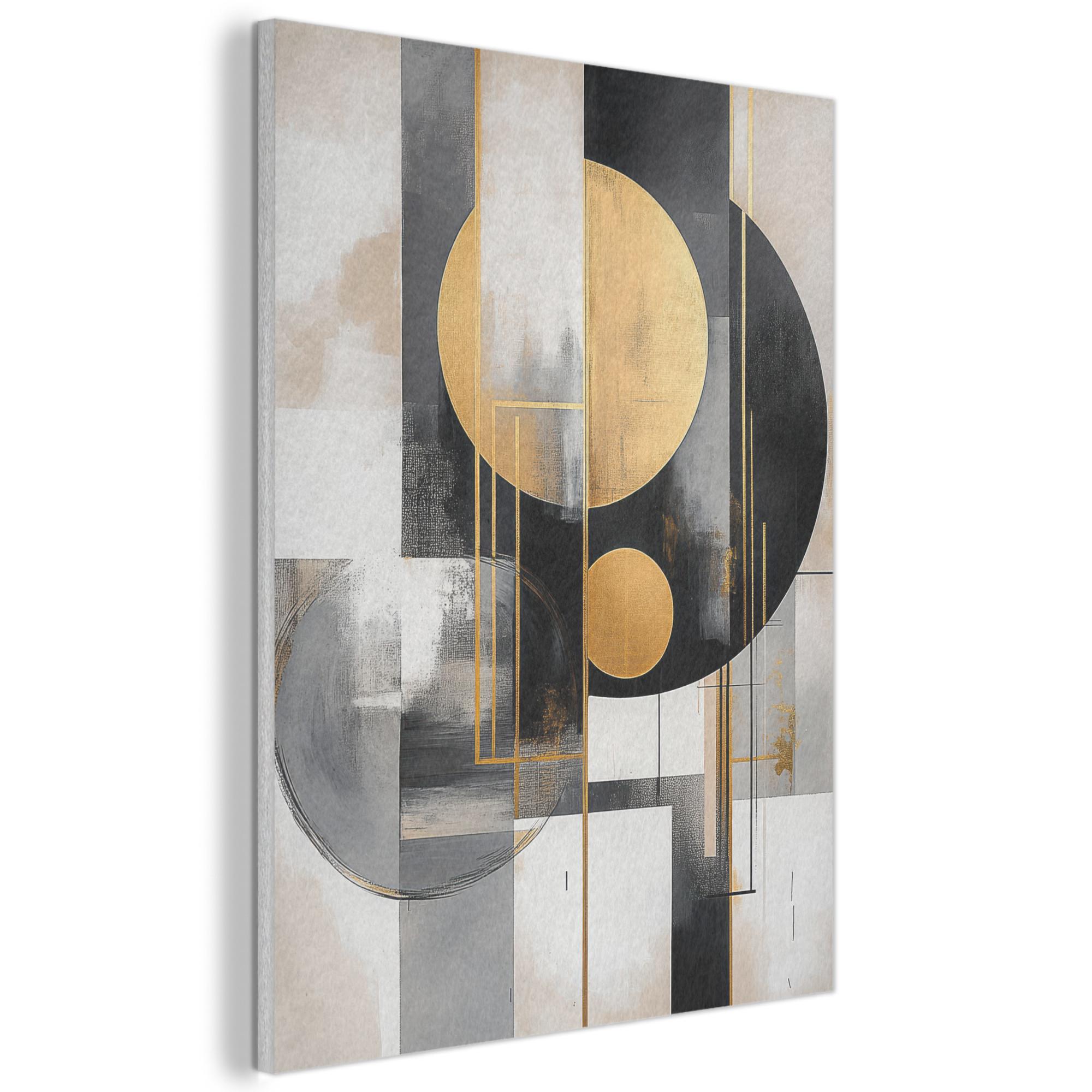 AKUSTIKBILD Abstrakt - Gold - Silber - Formen - Ästhetisch - Modern Kunstdruck Schlafzimmer 50x70 cm - Goldfarben, Kunststoff (50/70/0.9cm) - MuchoWow