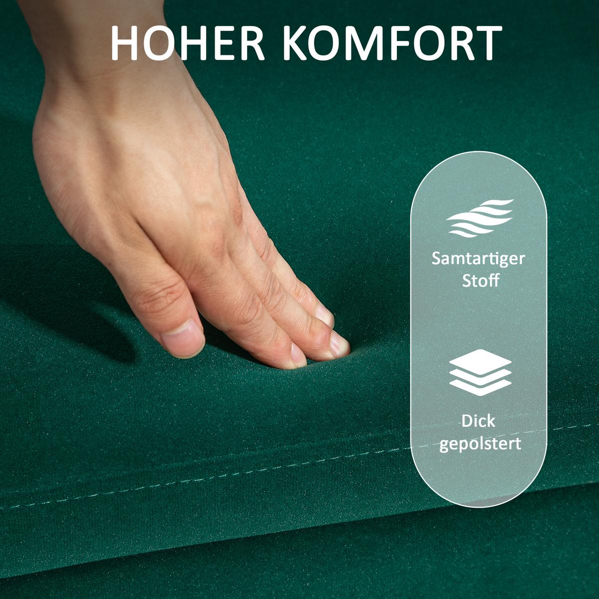 TRUHENBANK Metall, Kautschukholz, Schaumstoff Grün - Grün, Textil (40/42/100cm) - HOMCOM