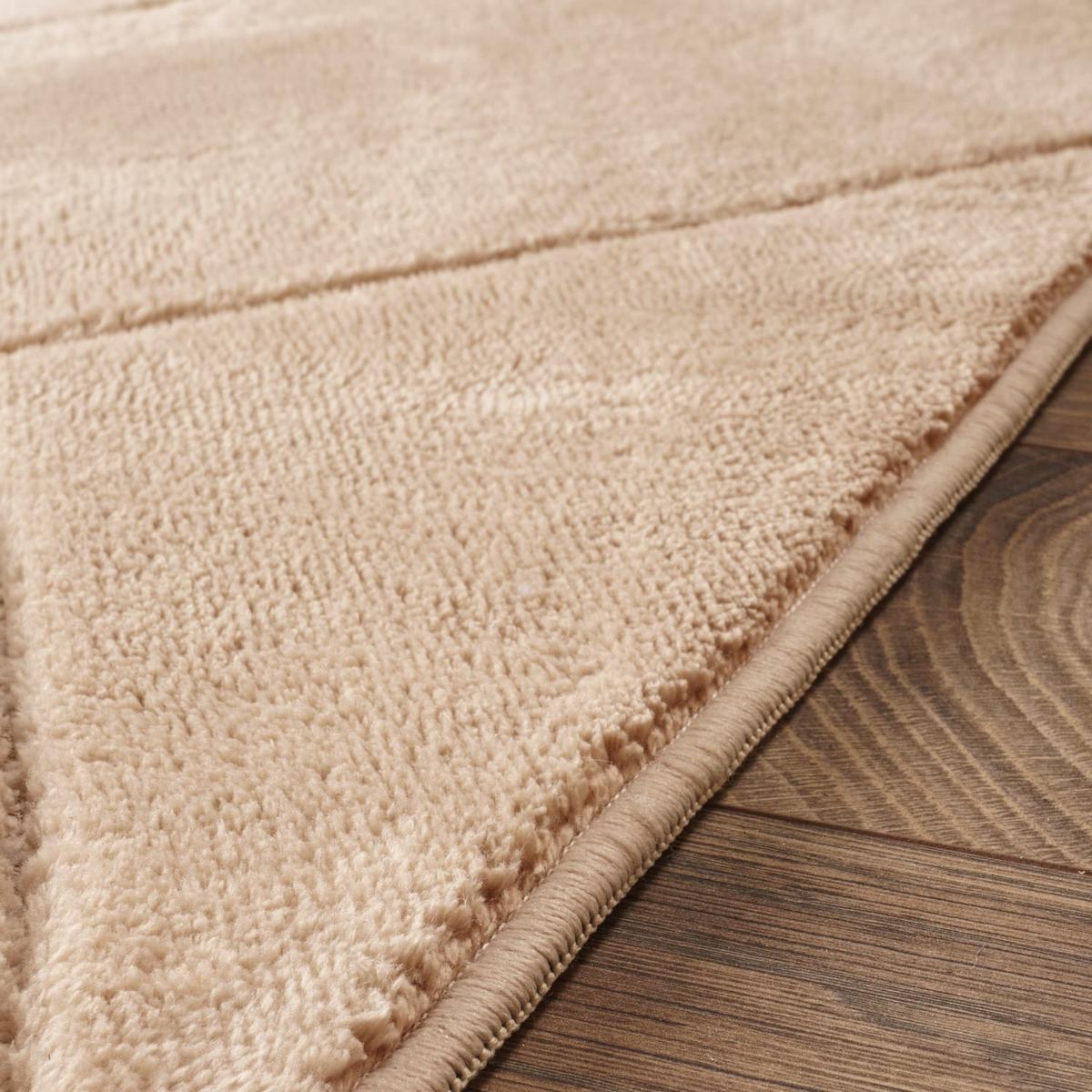 KURZFLORTEPPICH Waschbar, mit Rauten-Struktur, Beige, 60 x 100 cm - Beige, Textil (100/60cm) - KADIMA DESIGN