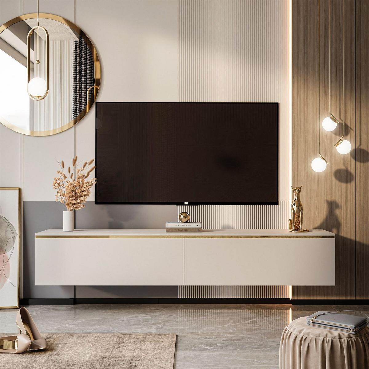 HÄNGESCHRANK TV-Möbel AURORA Kaschmir - Kaschmir, Holzwerkstoff (180/32/40cm) - Lookway