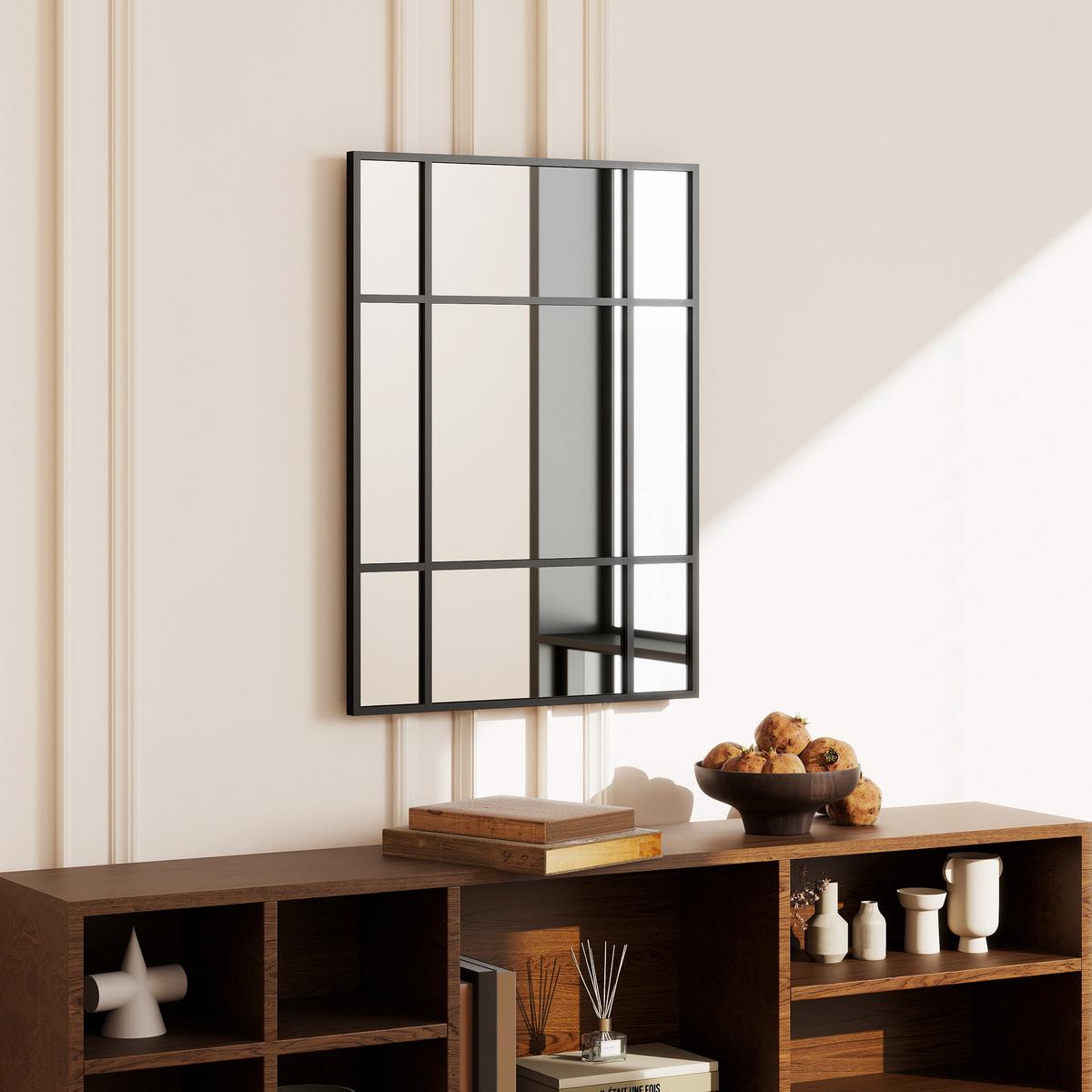 WANDSPIEGEL Glas Metall Schwarz - Schwarz, Glas (2/70/50cm) - HOMCOM