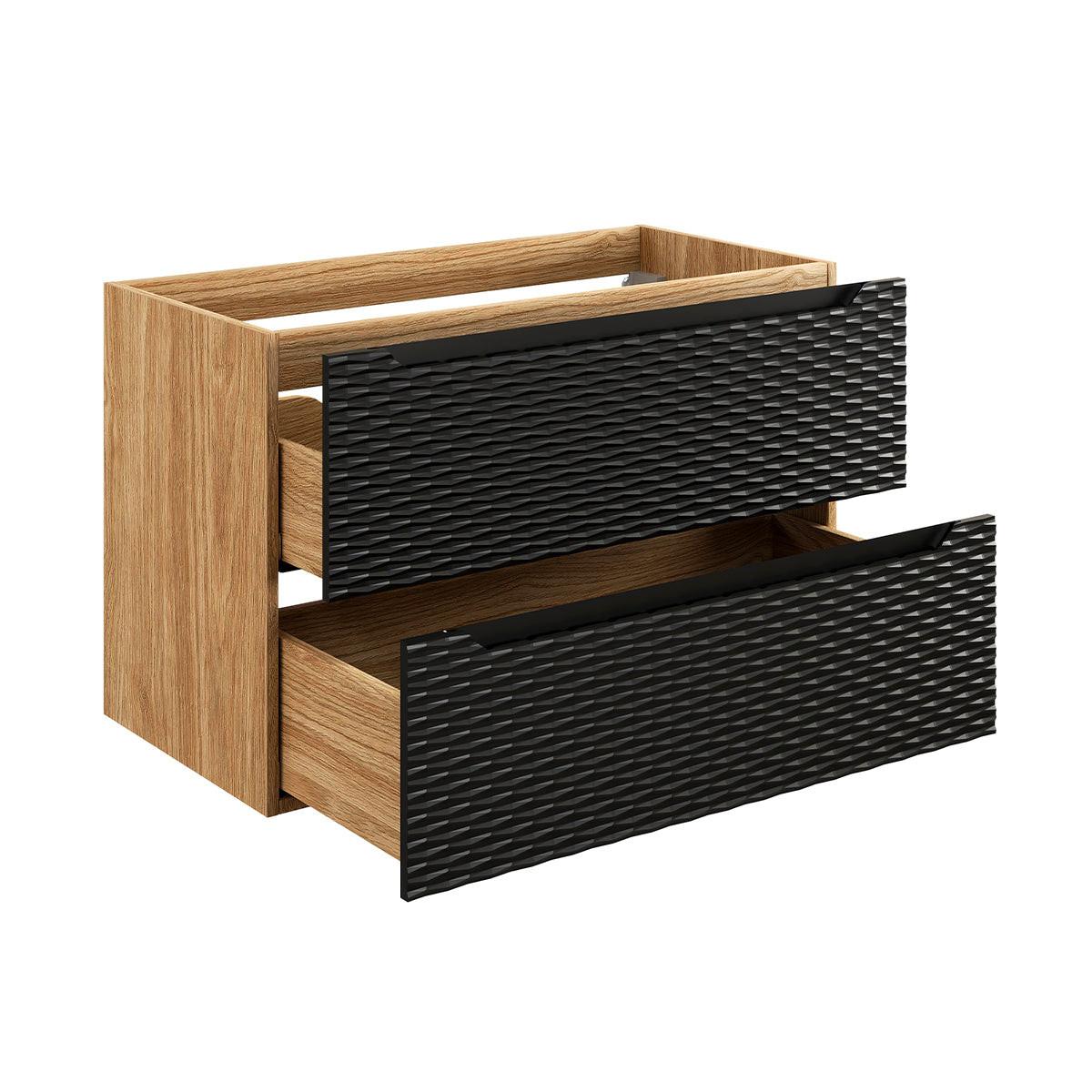 BADMÖBEL 90cm Elora 2er-Set Schwarz und Holz - Schwarz, Holzwerkstoff (90/57/46cm) - Petits-meubles