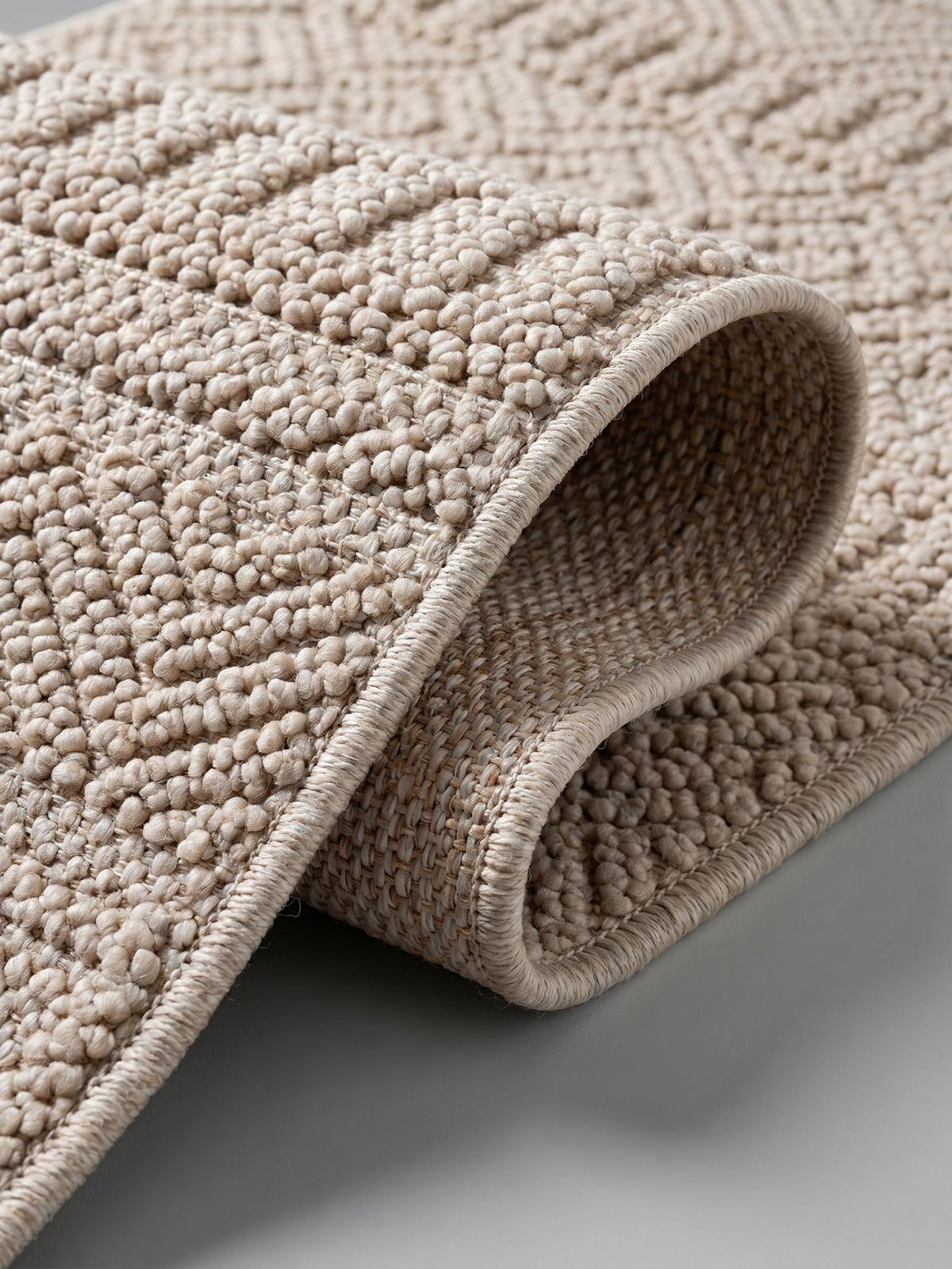 TEPPICH Flachgewebe LANGAU in Beige, mit Ethno-Streifen, 80 x 250 cm - Beige, Textil (80/250cm) - KADIMA DESIGN