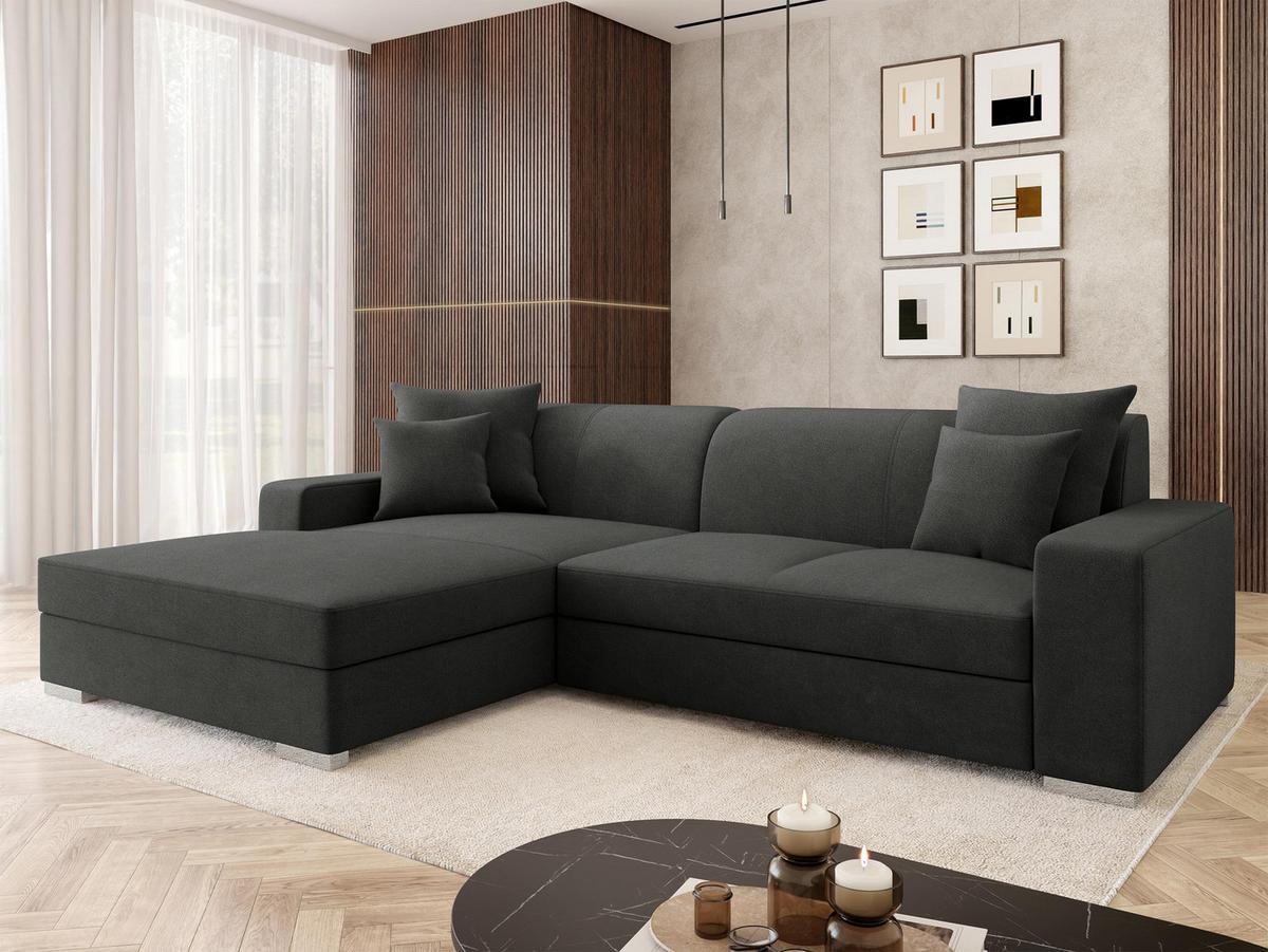 ECKSOFA Mexico, Seite: Links - Chromfarben/Anthrazit, Holz/Kunststoff (263/178cm) - MIRJAN24