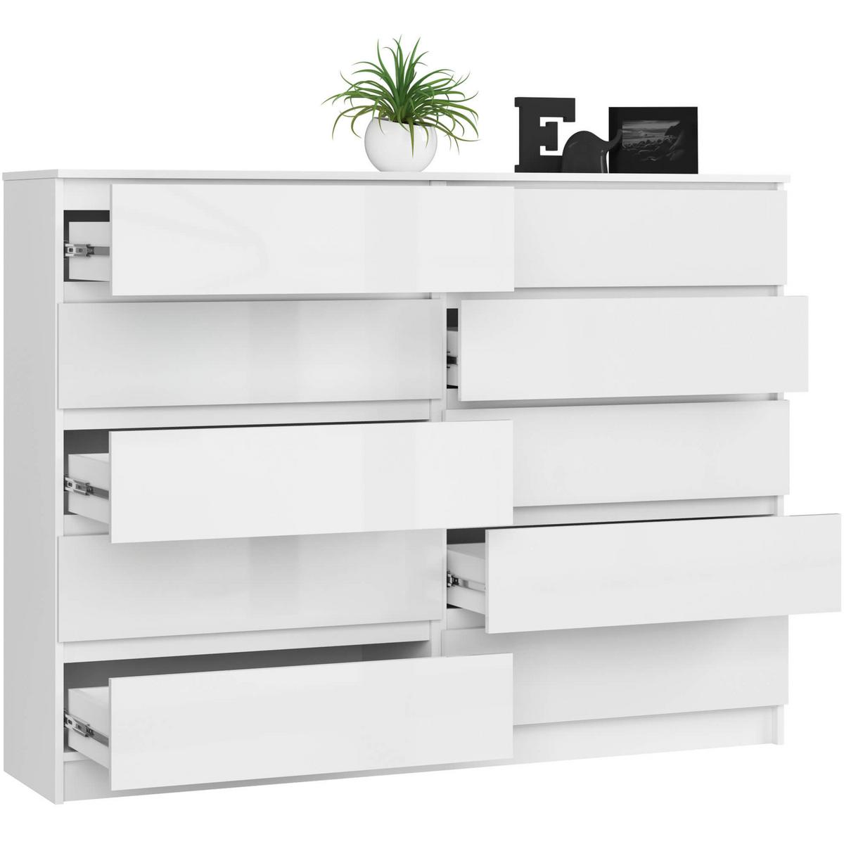 KOMMODE Weiß, Weiß Glanz 121/160/40 - Weiß, Holzwerkstoff (160/121/40cm) - RAUMHIRSCH FURNITURE