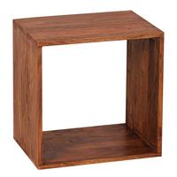 BEISTELLTISCH Massivholz Cube Regal Landhausstil MUMBAI, Dunkelbraun 43x33x43 cm - Dunkelbraun/Braun, Holz (33/43/43cm) - KADIMA DESIGN