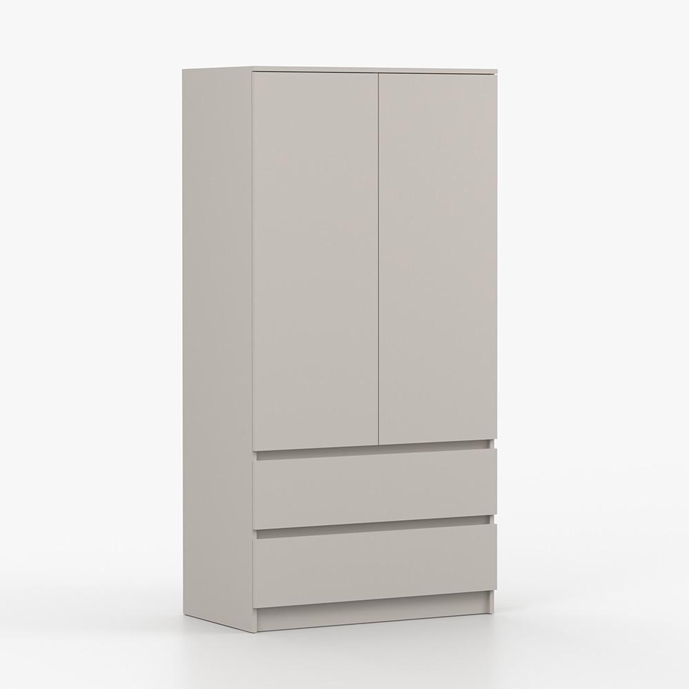 DREHTÜRENSCHRANK SOLO 2D2S II 90 cm Kaschmir/Kaschmir, 2-türig, zwei Schubladen, grifflos - Kaschmir, Holzwerkstoff (90/180/50cm) - imoebel24