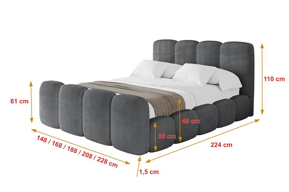 POLSTERBETT mit Bettkasten, Fußteil und Lattenrost, Boxbett ohne Matratze - KALA-Z 160x200 Dunkelgrau - Anthrazit, Holzwerkstoff/Textil (160/200cm) - ALTDECOR