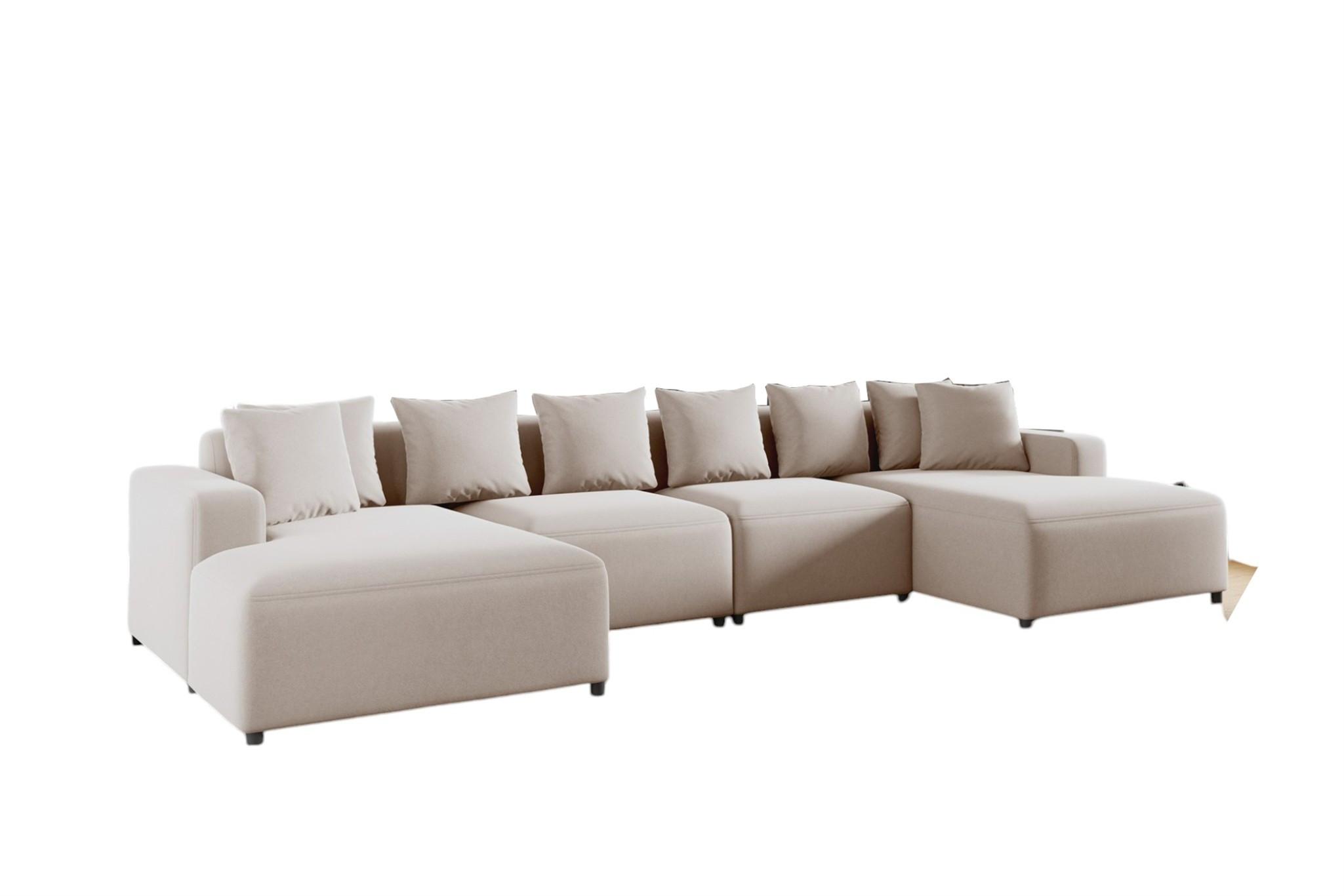 WOHNLANDSCHAFT Megan In Salvador - Beige, Holzwerkstoff/Textil (426/75/165cm) - Fun Möbel