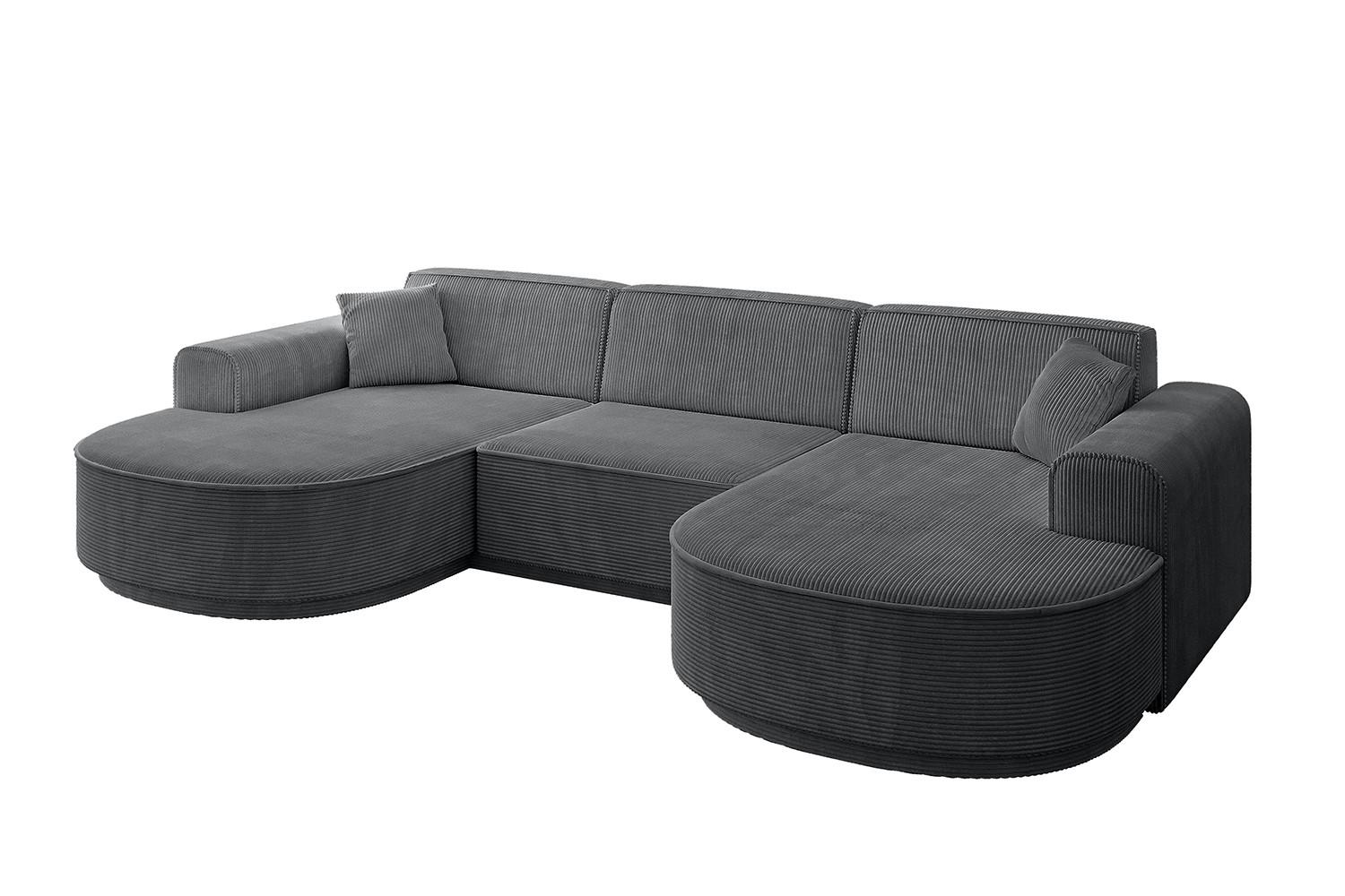 WOHNLANDSCHAFT MARI-U1-v3 - 303x171x83 cm Dunkelgrau Cord - Dunkelgrau/Schwarz, Holzwerkstoff/Kunststoff (303/83/171cm) - ALTDECOR
