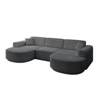 WOHNLANDSCHAFT MARI-U1-v3 - 303x171x83 cm Dunkelgrau Cord - Dunkelgrau/Schwarz, Holzwerkstoff/Kunststoff (303/83/171cm) - ALTDECOR