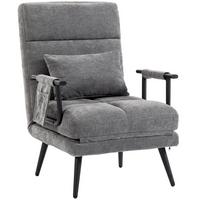 SCHLAFSESSEL Chenille 100 Polyester Metall Grau - Schwarz/Grau, Textil/Metall (67/96/73cm) - HOMCOM