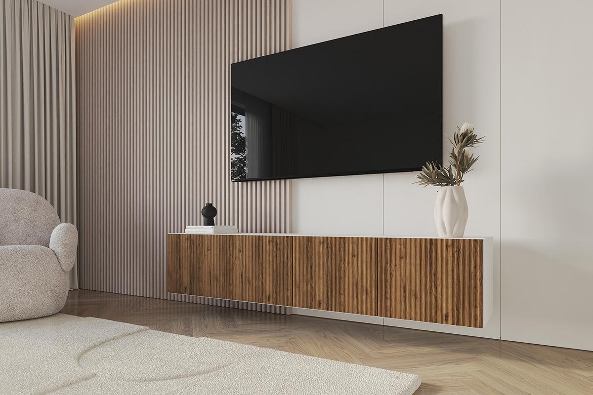 LOWBOARD NOA-2-W 2x100x40x40 cm - Weiß / Katania - Eiche Wotan, Holzwerkstoff (200/40/40cm) - ALTDECOR