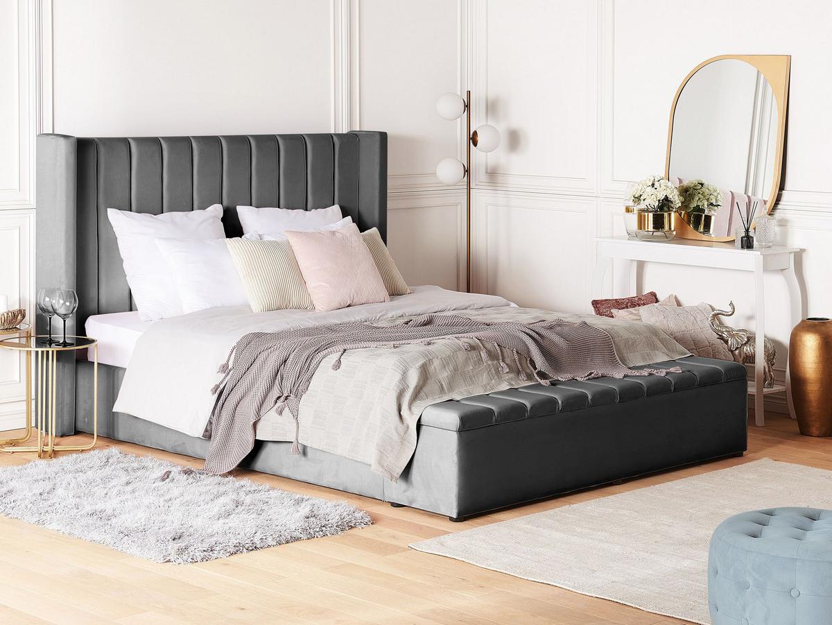 POLSTERBETT 140/200cm Grau Noyers - Grau, Textil (140/200cm) - Beliani
