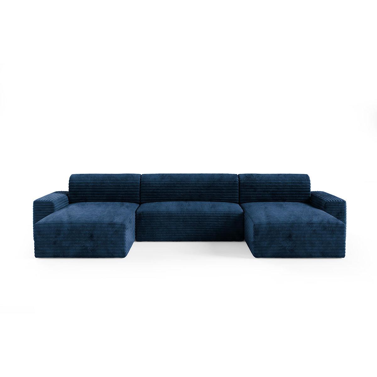 PANORAMASOFA Fabio 5 Sitzplätze Dunkelblau - Blau, Holz (405/82/185cm) - Petits-meubles