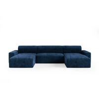 PANORAMASOFA Fabio 5 Sitzplätze Dunkelblau - Blau, Holz (405/82/185cm) - Petits-meubles