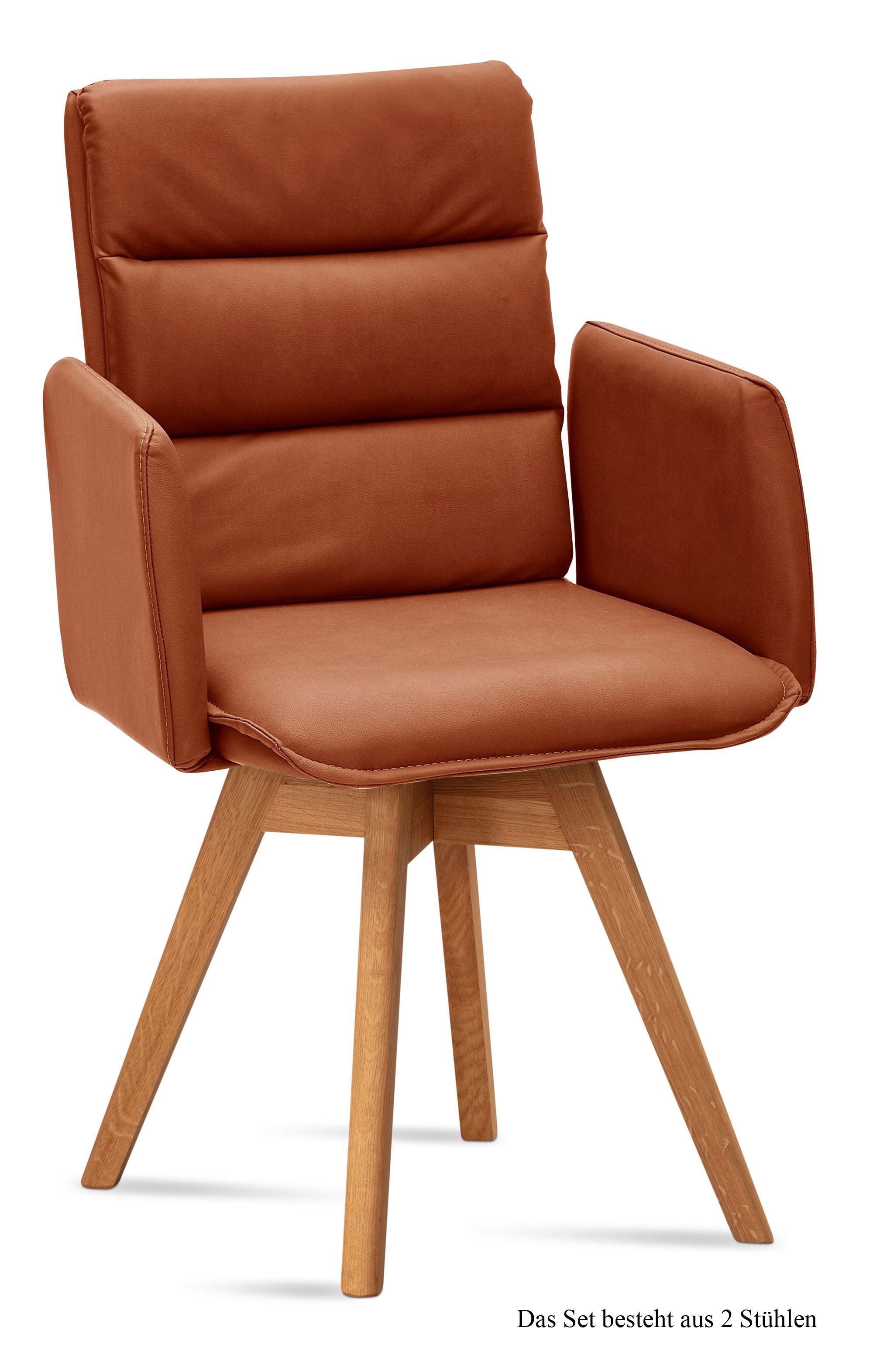 ARMLEHNSTUHL drehbar (2er-Set) Dorri 52x92x60 Eiche geölt/Cognac - Cognac/Eichefarben, Kunststoff (60/92/52cm) - 58aufmkessel