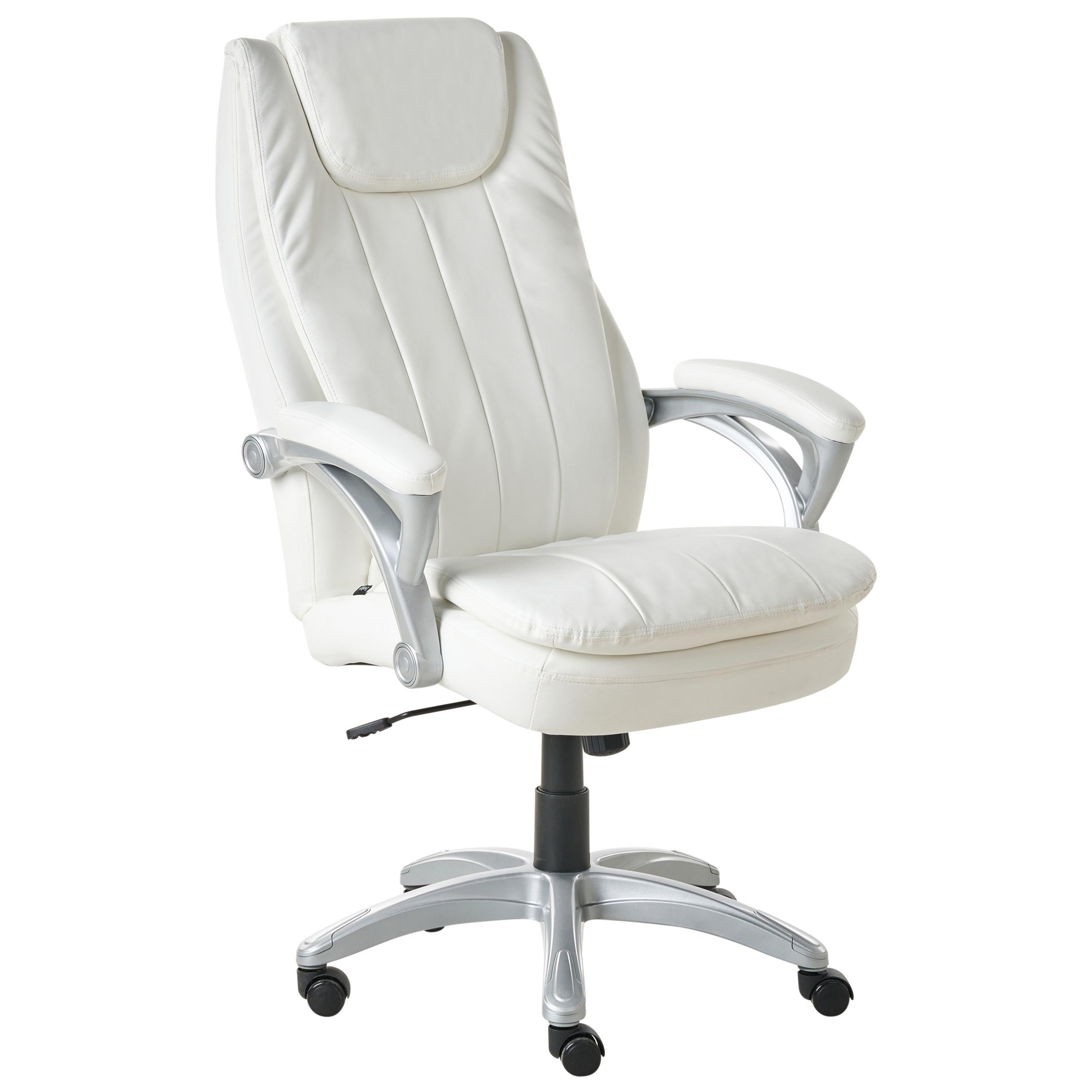 CHEFSESSEL Kunstleder Cremeweiß Chief - Weiß, Kunststoff (71/119/71cm) - Beliani