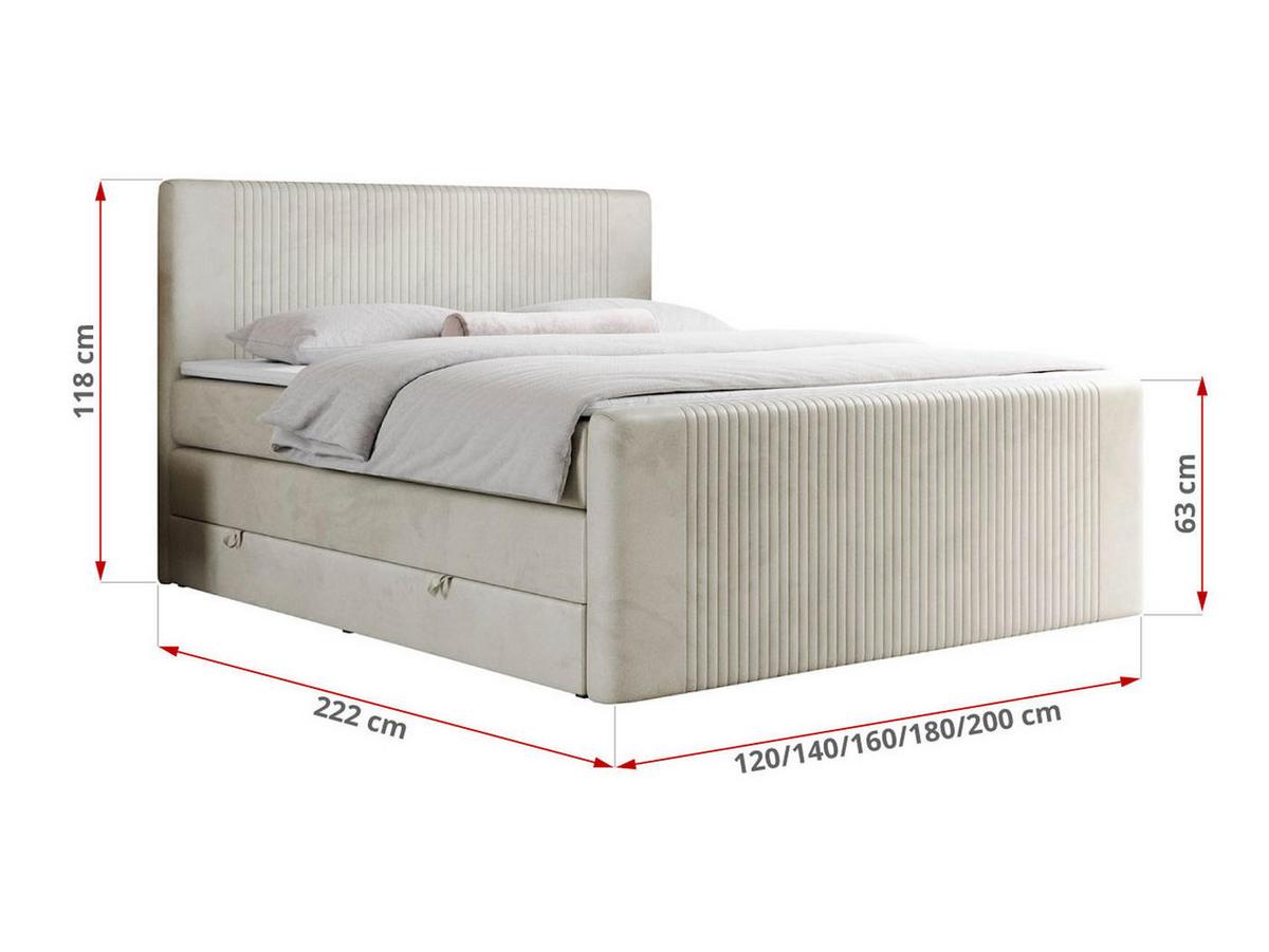 BOXSPRINGBETT KING DOREN 200/200 Beige Velvet - H3 - Beige, Holz/Textil (200/200cm) - MKS