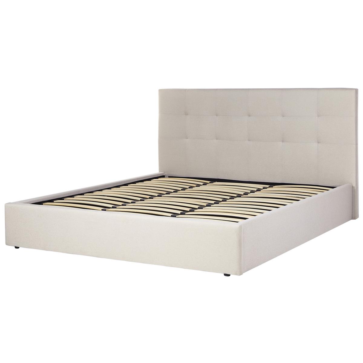 BETT mit Stauraum 180/200 cm Stoff Beige Lorient - Beige, Textil (180/200cm) - Beliani