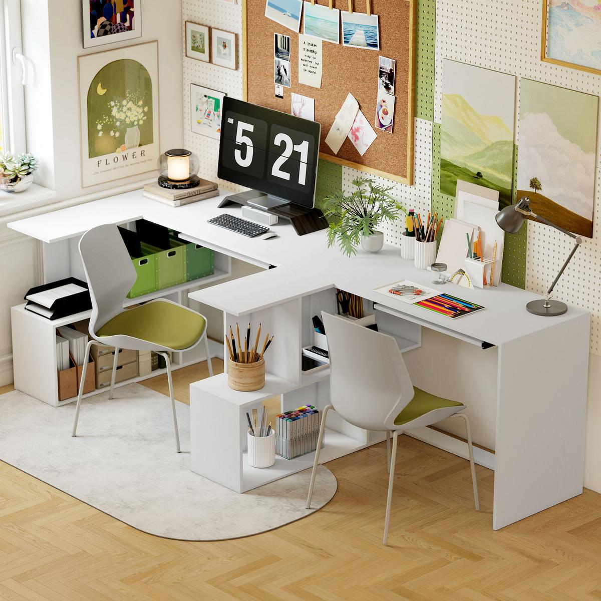 COMPUTERTISCH Spanplatte Weiß - Weiß, Holzwerkstoff (120/100/76cm) - HOMCOM