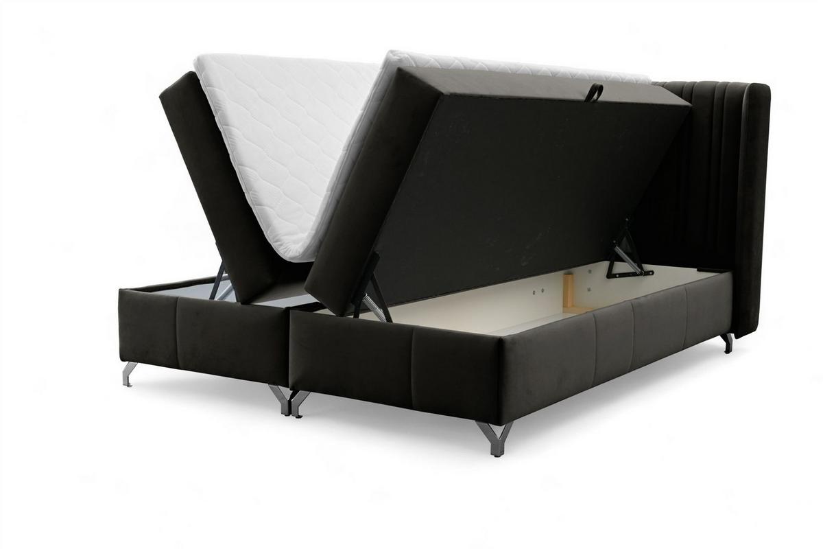 BOXBETT Damien - Schwarz, Holzwerkstoff/Textil (160/200cm) - Fun Möbel