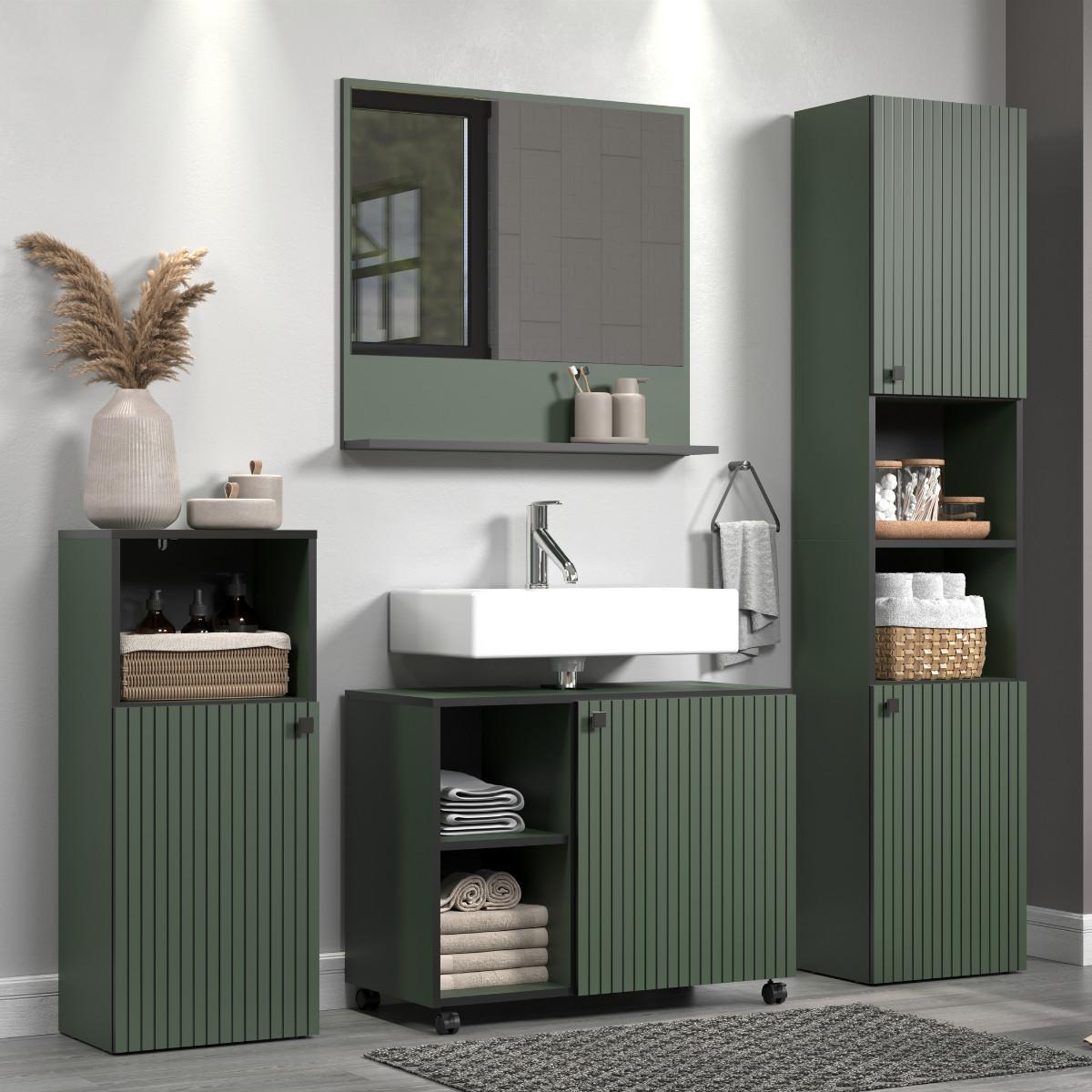 WANDSPIEGEL PureBliss Grün - Grün, Holzwerkstoff (80/74/14cm) - Trendteam