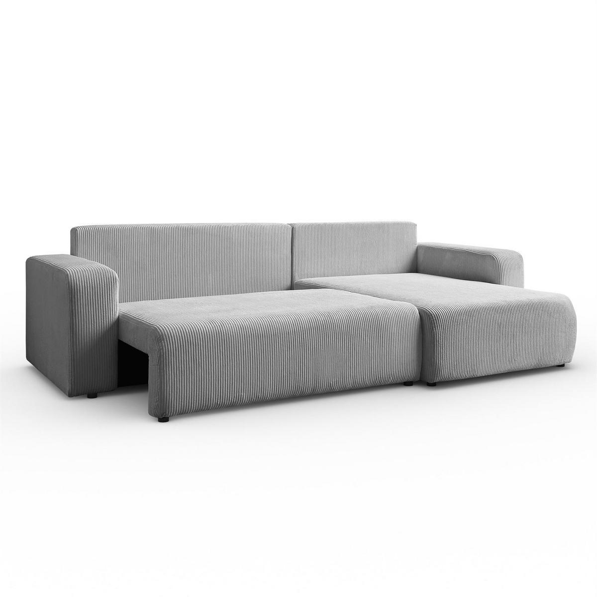 ECKSOFA Gepolstertes PRESTIGE XL mit Schlaffunktion und Bettkasten, Poso 110 - Hellgrau, Textil (277/143cm) - Lookway