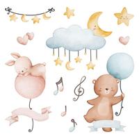WANDAUFKLEBER 100x148cm - Tiere und Ballons - Multicolor, Kunststoff (100/148/0.1cm) - Wallfluent