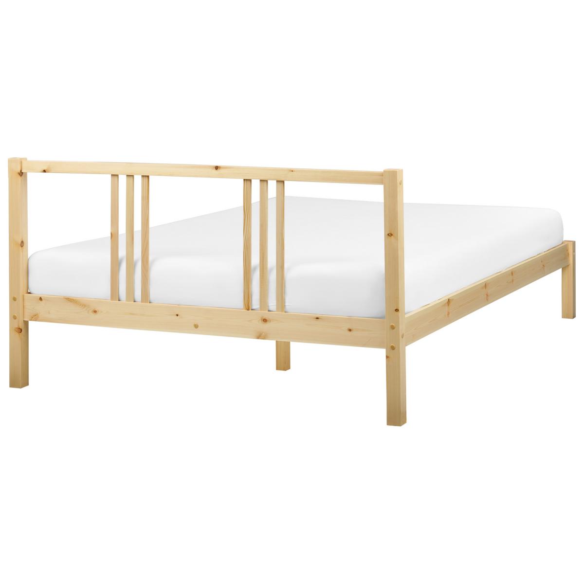 BETT mit Lattenrost 140x200 cm Heller Holzfarbton Vannes - Hellbraun, Holz (140/200cm) - Beliani