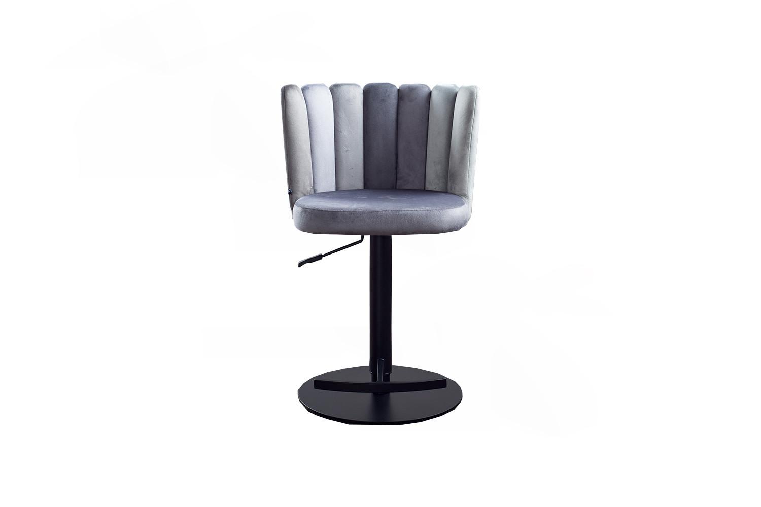 BARHOCKER JADA Grau Velvet Drehbar (360°), Höhenverstellbar (1er-Set) - Grau, Kunststoff/Textil (55/85/53cm) - KAWOLA