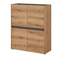 HIGHBOARD Evoke Eiche, Grau, 100 x 120 cm, Kommode 4-türig 8 Fächer - Eichefarben/Schwarz, Holzwerkstoff/Kunststoff (100/120/40cm) - Furn.Design