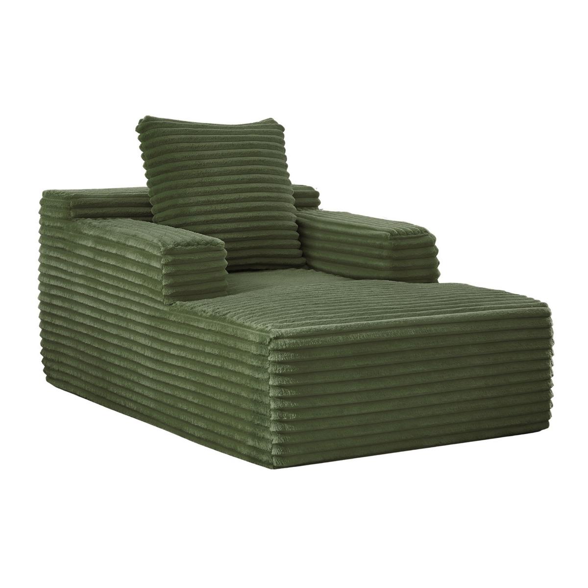 CHAISELONGUE Modernes Cord-Sofa Relaxsessel ohne Montage - Grün, Textil (81/50/117cm) - Urban Meuble