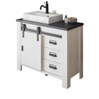 WASCHBECKENUNTERSCHRANK weiß Pinie, anthrazit Landhaus, Waschtisch inklusive Waschbecken - Anthrazit/Weiß, Holzwerkstoff/Metall (95/81/43cm) - Furn.Design