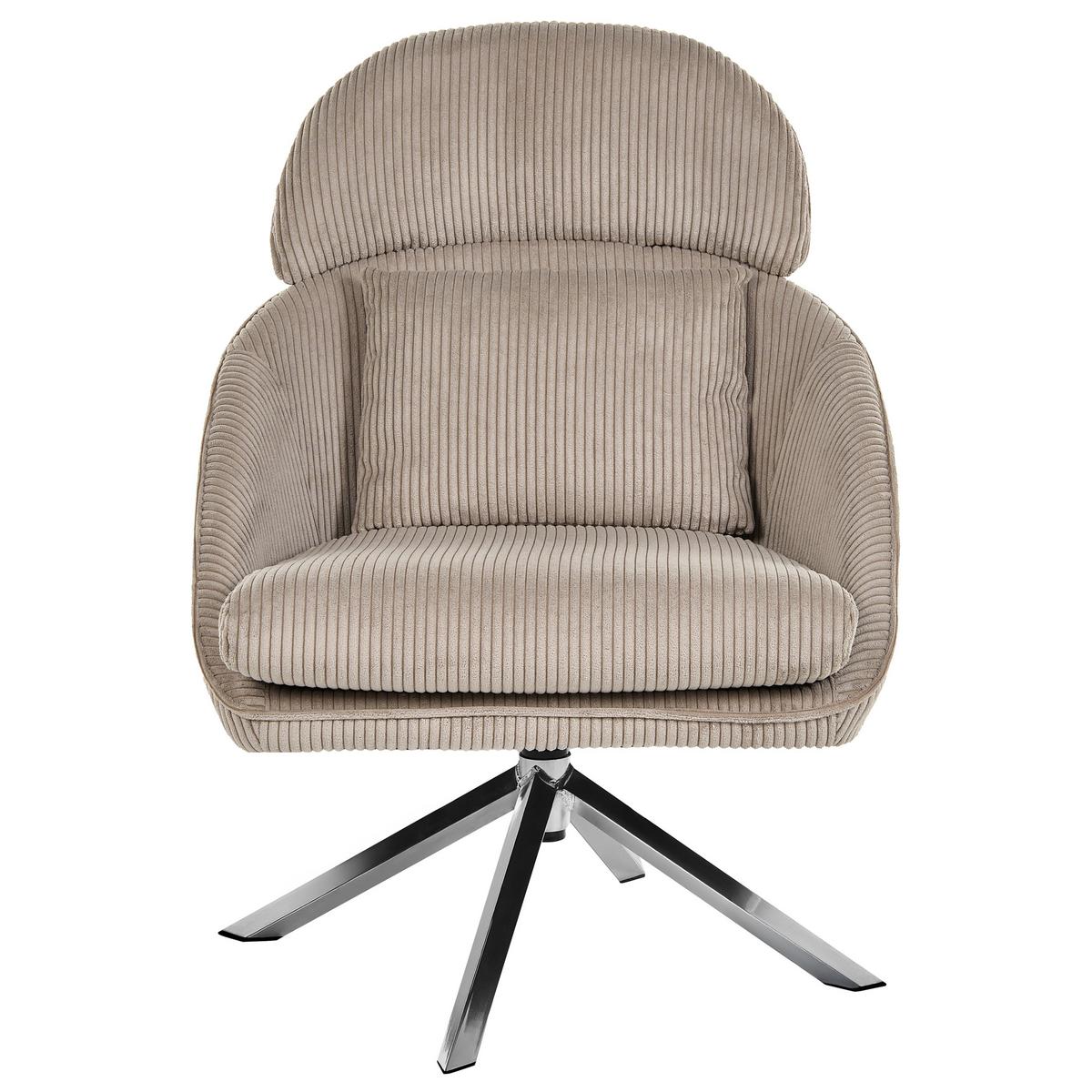 DREHSESSEL Cord Taupe Storvorde - Taupe, Textil/Metall (63/98/81cm) - Beliani