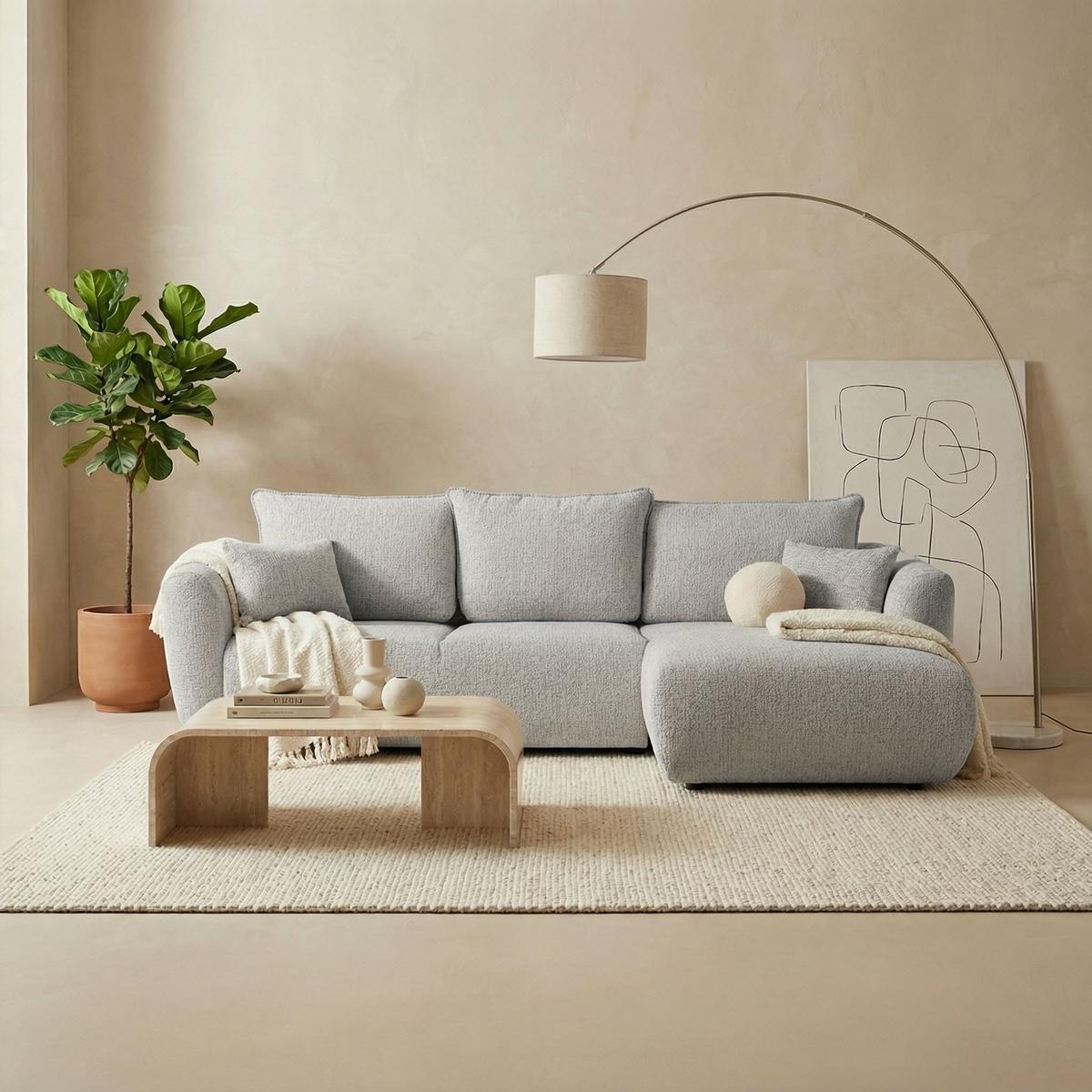 ECKSOFA Fabio mit Bettkasten, Strukturiert Grau 255/165/91 cm - Schwarz/Grau, Textil (165/255cm) - WFL GROUP