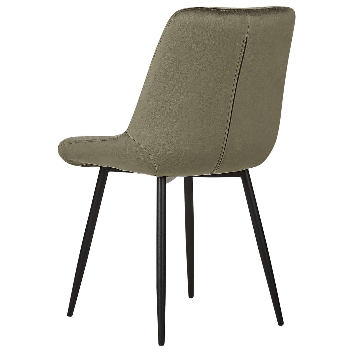 ESSZIMMERSTUHL 2er-Set Samtstoff olivgrün Melrose - Schwarz/Grün, Textil (55/85/61cm) - Beliani