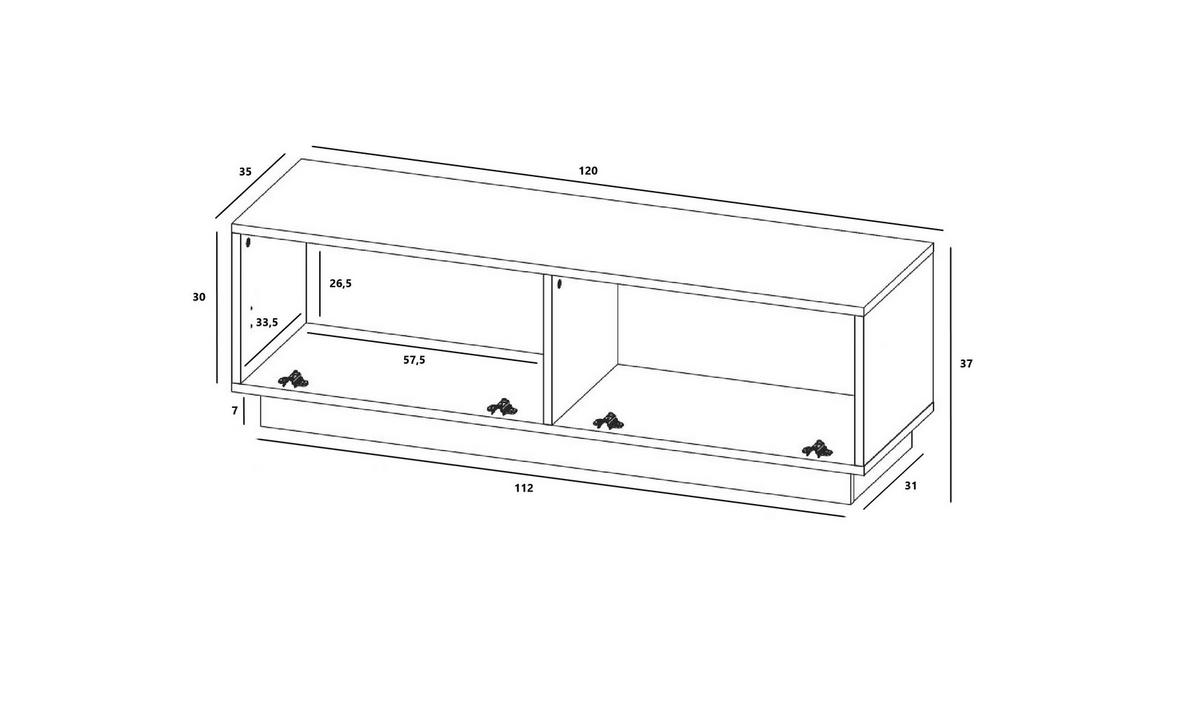 TV-SCHRANK Enjoy Eiche Kaschmir matt Loft 120 cm - Kaschmir, Holzwerkstoff (120/37/35cm) - Meble Lindner