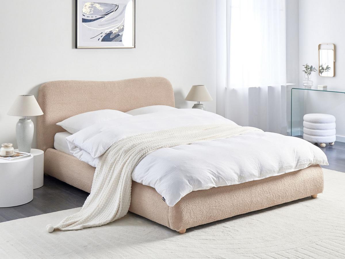 BETT mit Stauraum 160x200 cm Beige Blagnac - Beige, Textil (160/200cm) - Beliani